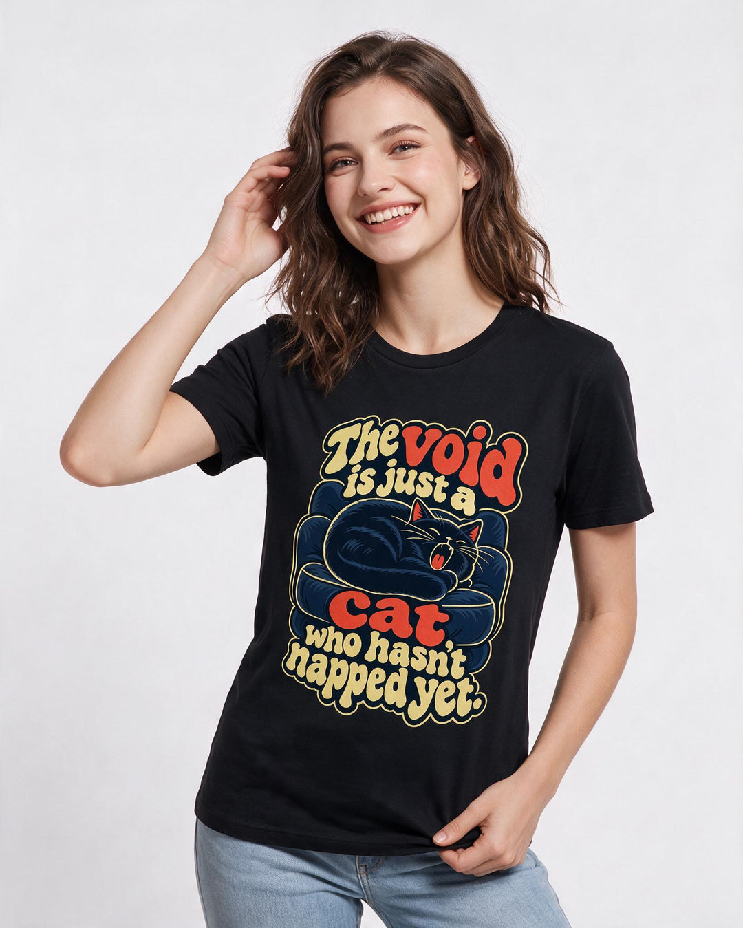 Cat Lover Black T-Shirt for Women – Everyday Expression Graphic Tee product image 1