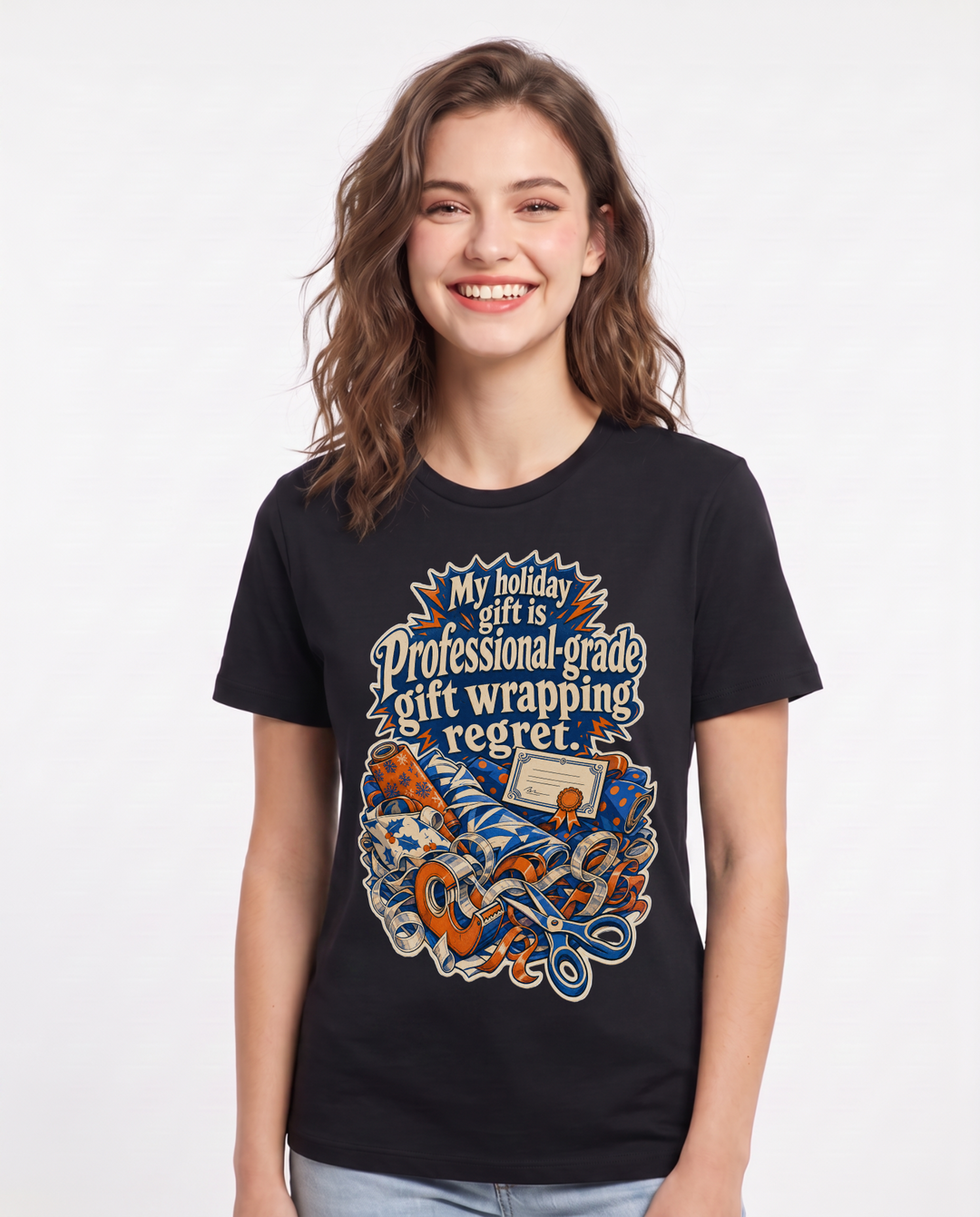 Christmas Black T-Shirt for Women – Holiday Theme Graphic Tee product image 1