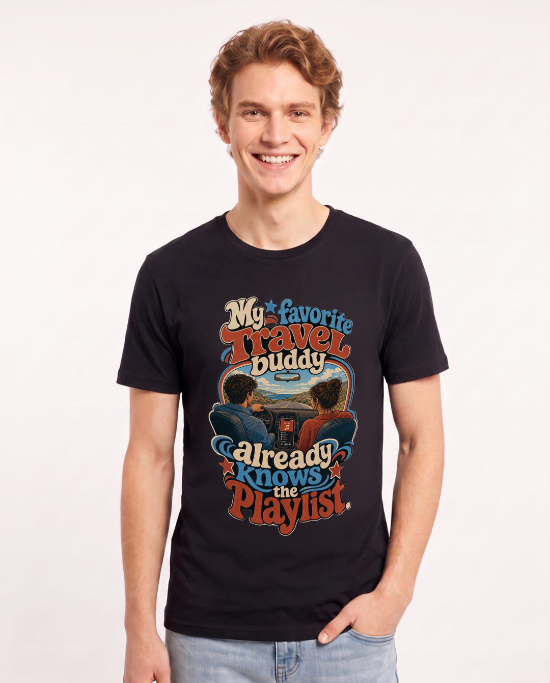 Couples Black T-Shirt for Men – Everyday Expression Graphic Tee product image 3