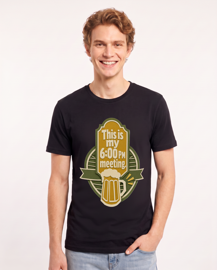 Funny Beer Men's Black T-Shirt - This is my 6:00 PM meeting. product image 1