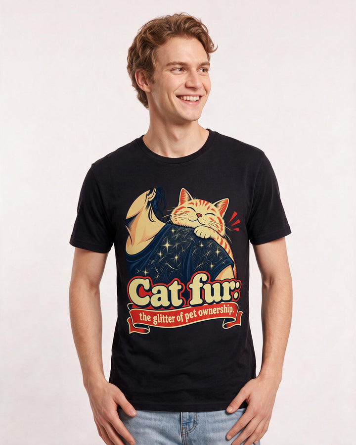 Cat Lover Black T-Shirt for Men – Everyday Expression Graphic Tee product image 1