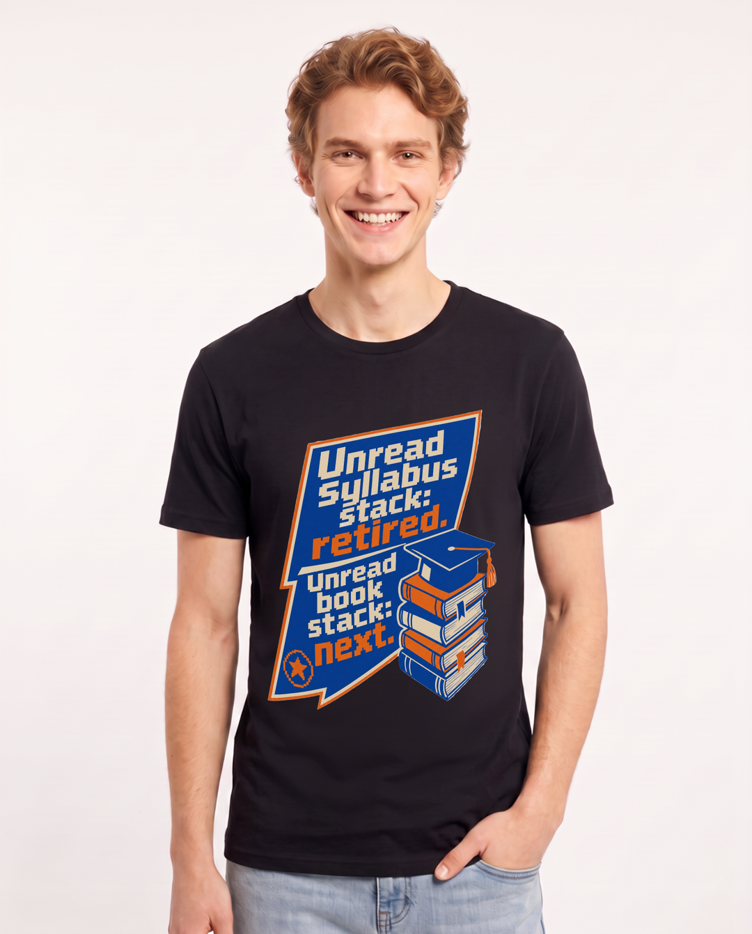 Graduation Gift Men's Black T-Shirt - Unread syllabus stack: retired. product image 1