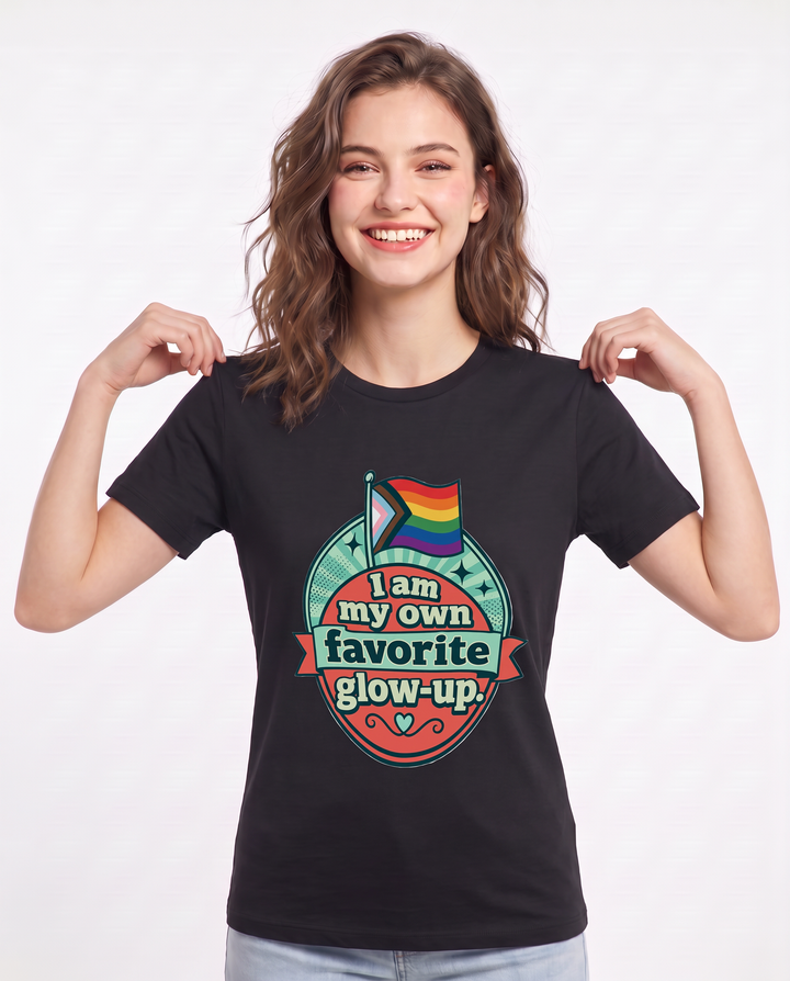 Graphic Women's Black T-Shirt - I am my own favorite glow-up. product image 3