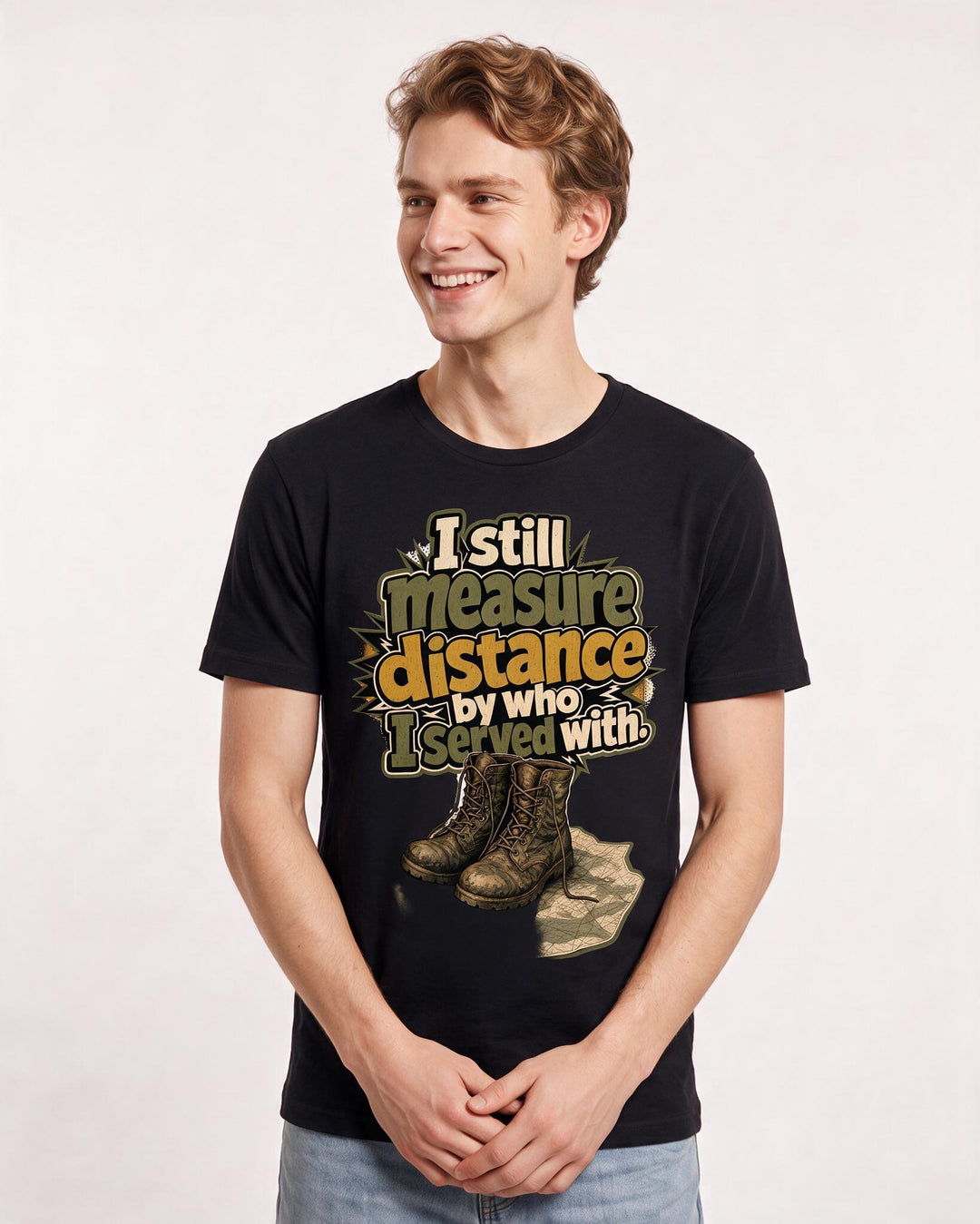 Veteran Men's Black T-Shirt – I still measure distance by who I served with. product image 3