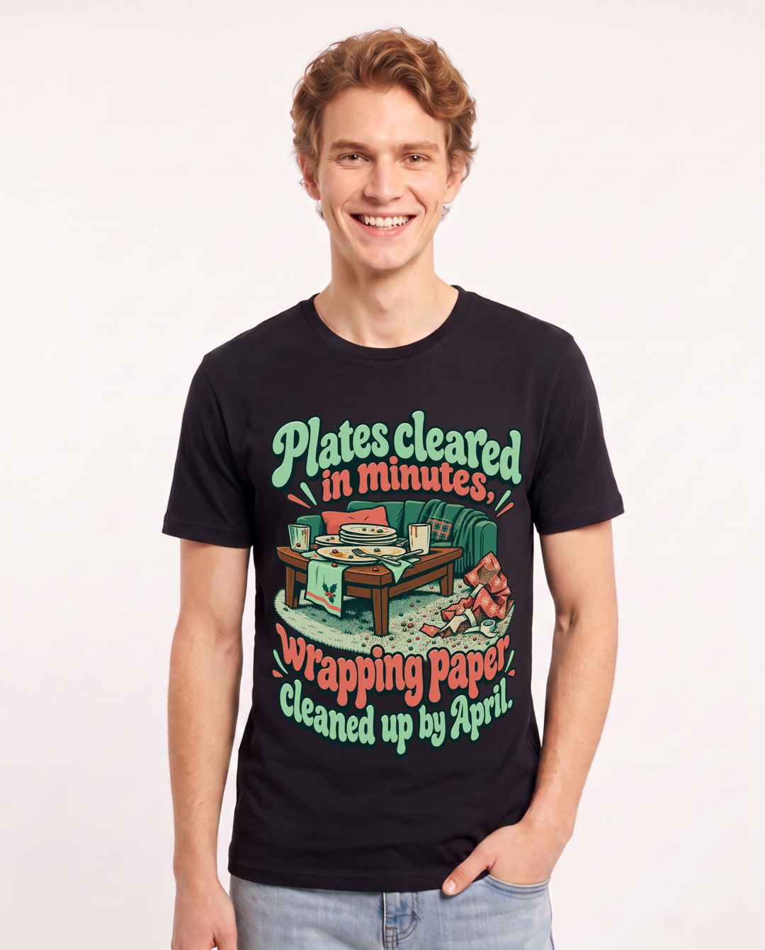 Christmas Black T-Shirt for Men – Holiday Theme Graphic Tee product image 3