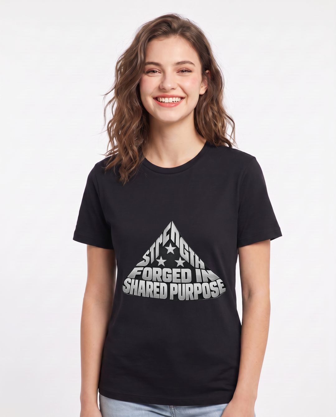 Strength Forged In Shared Purpose Women's Black T-Shirt product image 2