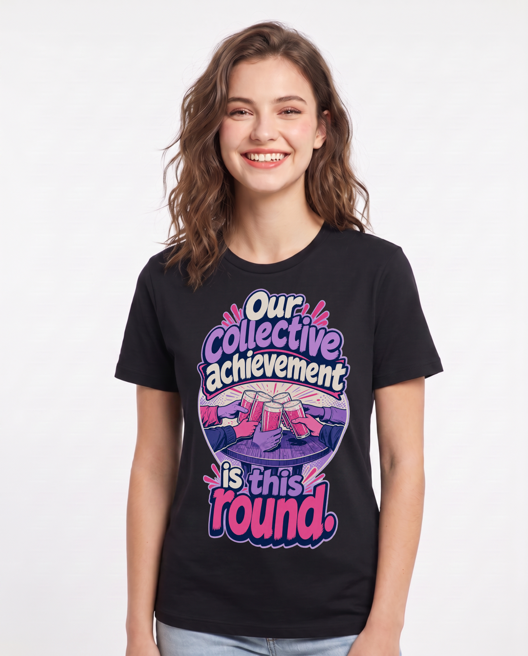 Funny Beer Women's Black T-Shirt – Our collective achievement is this product image 1