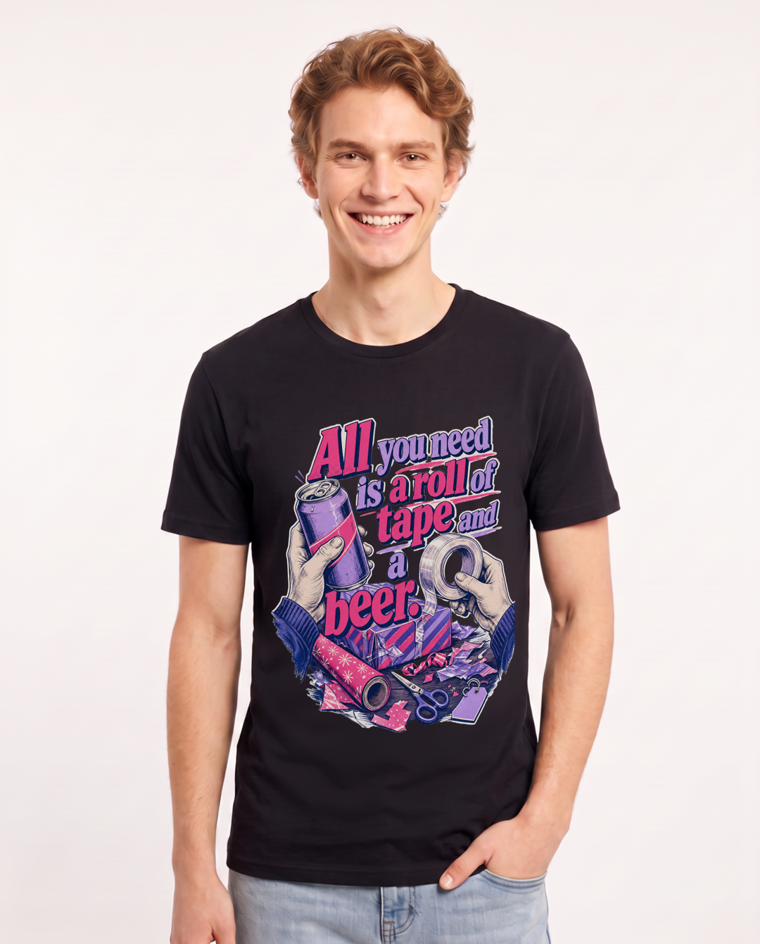 Christmas Black T-Shirt for Men – Holiday Theme Graphic Tee product image 1