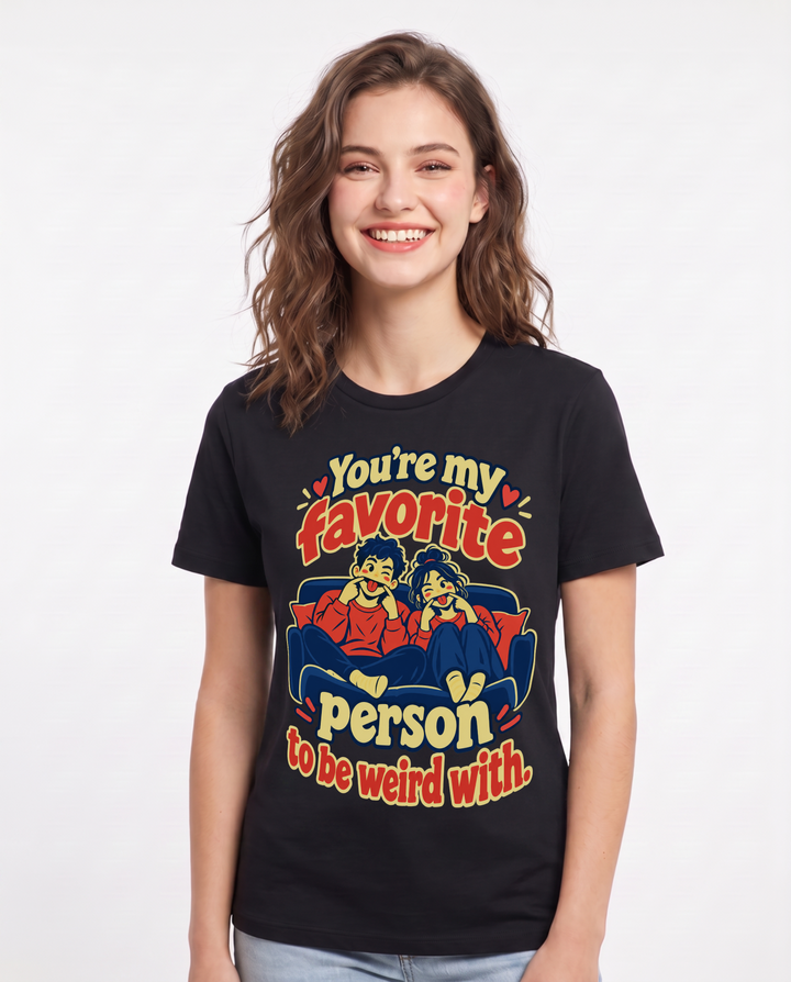Couples Black T-Shirt for Women – Everyday Expression Graphic Tee product image 3