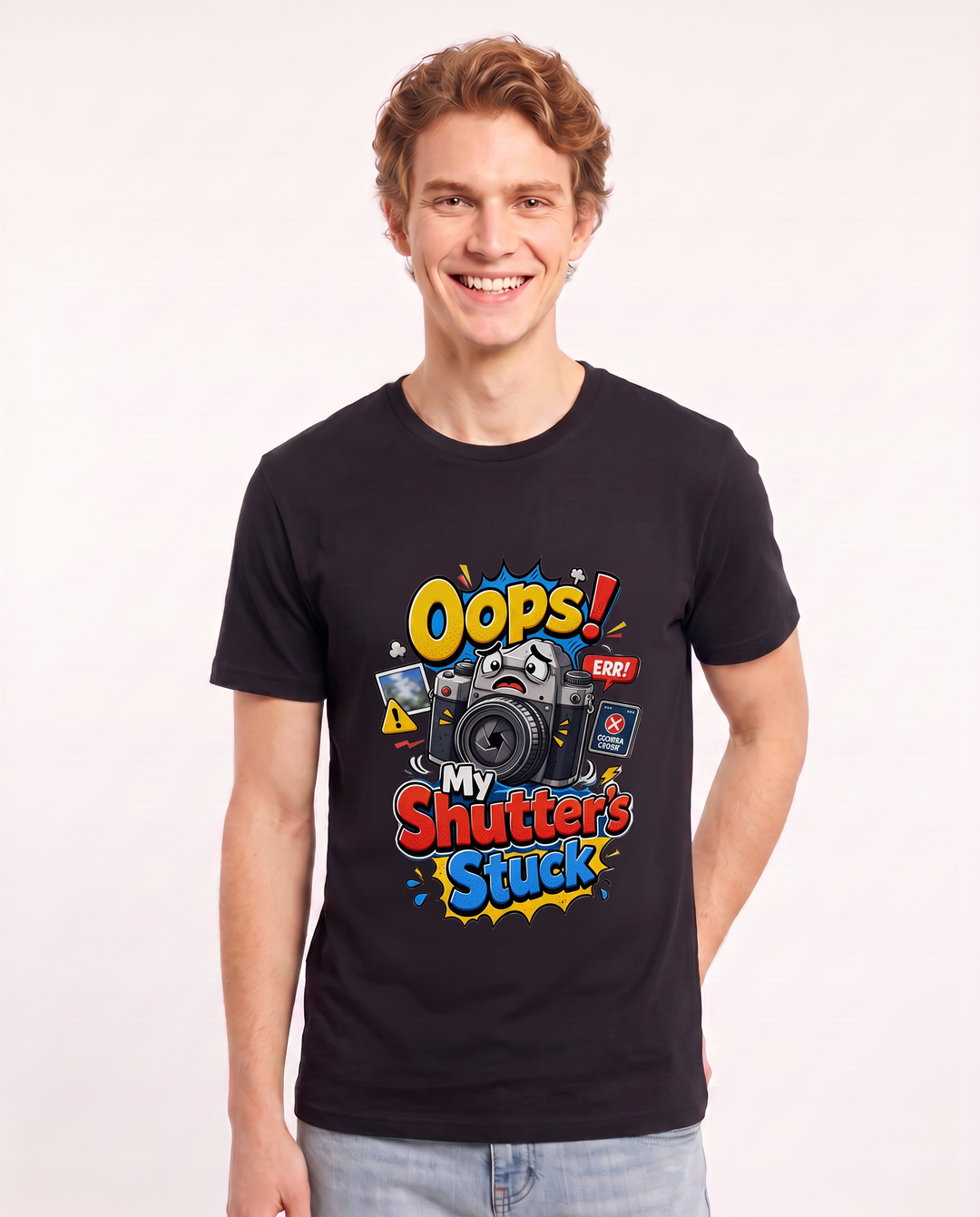 Oops! My Shutter's Stuck Men's Black T-Shirt product image 1