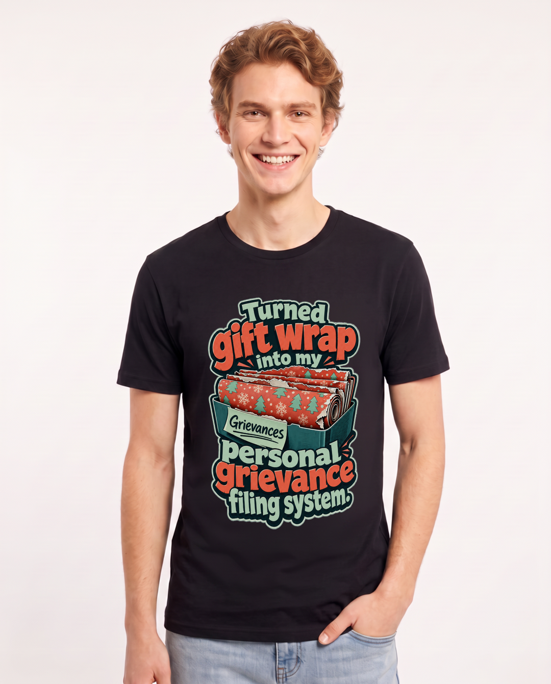 Christmas Black T-Shirt for Men – Holiday Theme Graphic Tee product image 3