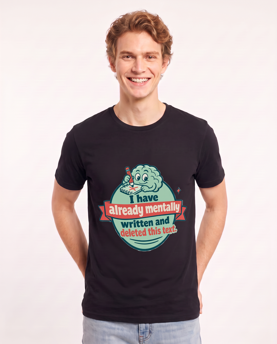 Graphic Men's Black T-Shirt - I have already mentally written and product image 3