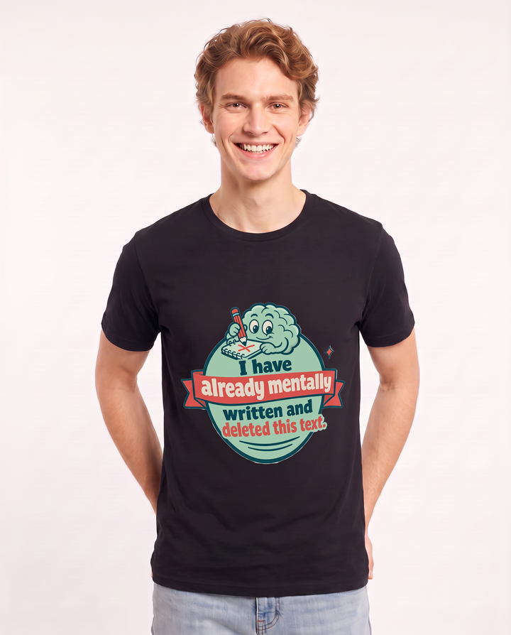 Graphic Men's Black T-Shirt - I have already mentally written and product image 3