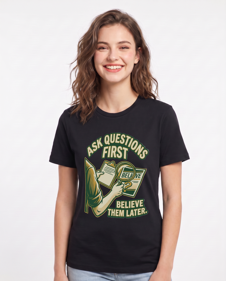 Political Statement Black T-Shirt for Women – Everyday Expression Graphic Tee product image 3