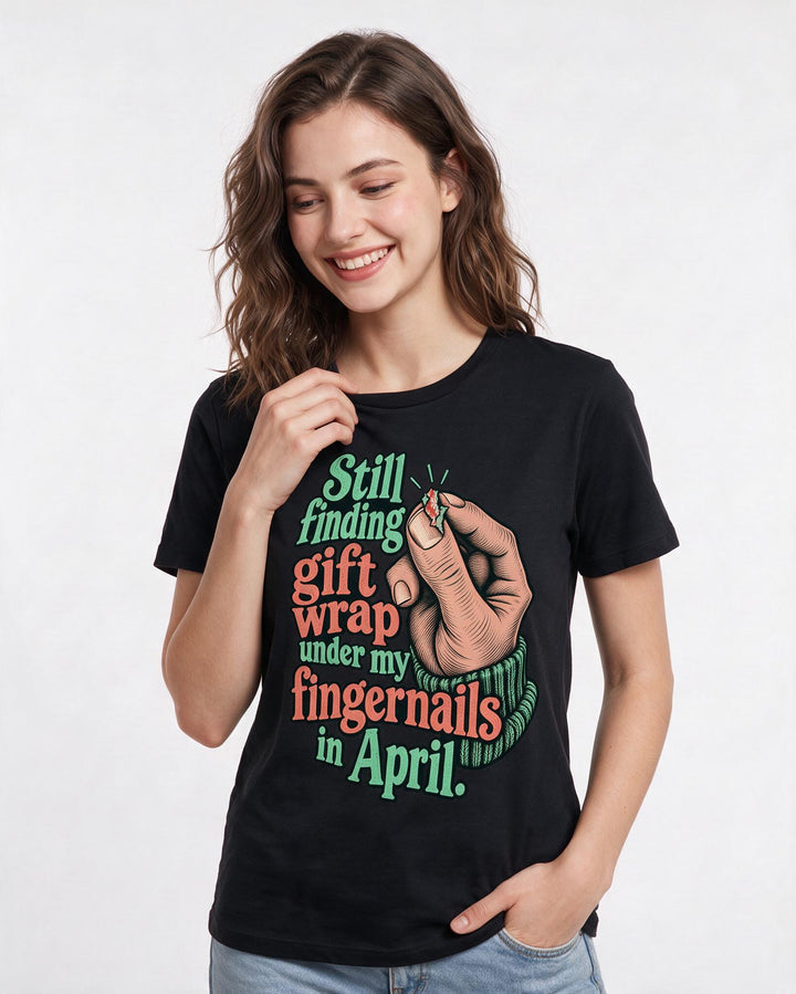 Christmas Black T-Shirt for Women – Holiday Theme Graphic Tee product image 1