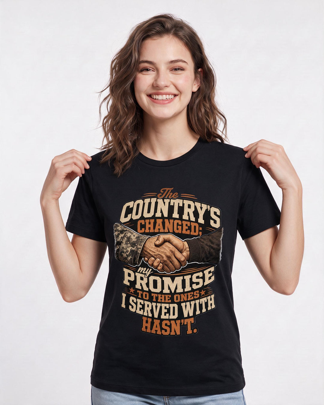 Veteran Women's Black T-Shirt – The country's changed; my promise to product image 3