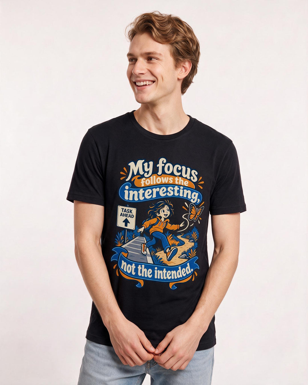 Neurodiversity Black T-Shirt for Men – Everyday Expression Graphic Tee product image 1