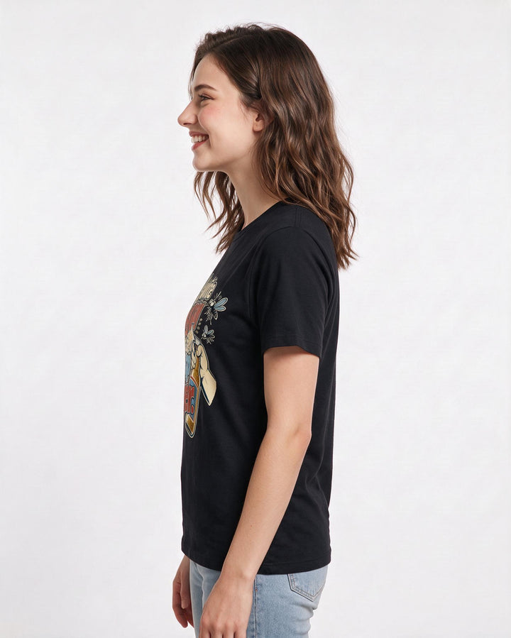 Funny Beer Women's Black T-Shirt – My favorite bug spray is a crisp product image 2
