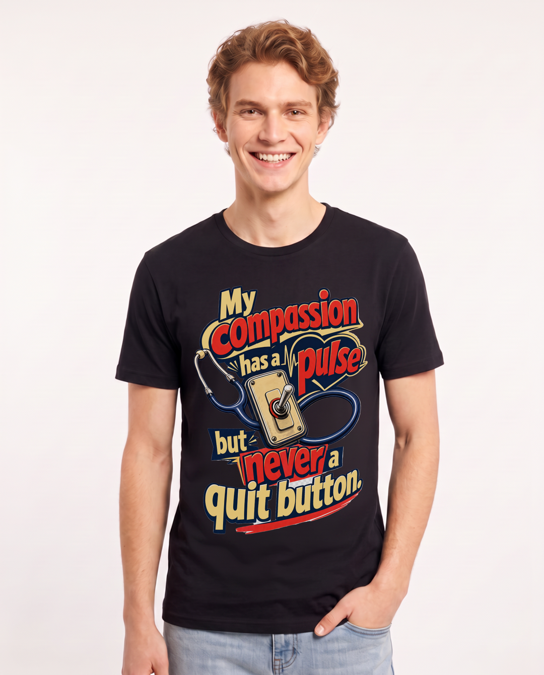 Nurse Black T-Shirt for Men – Nursing Life Graphic Tee product image 3