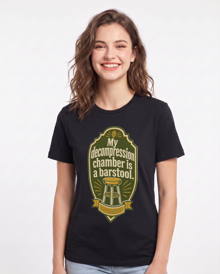 Funny Beer Women's Black T-Shirt - My decompression chamber is a product image 1