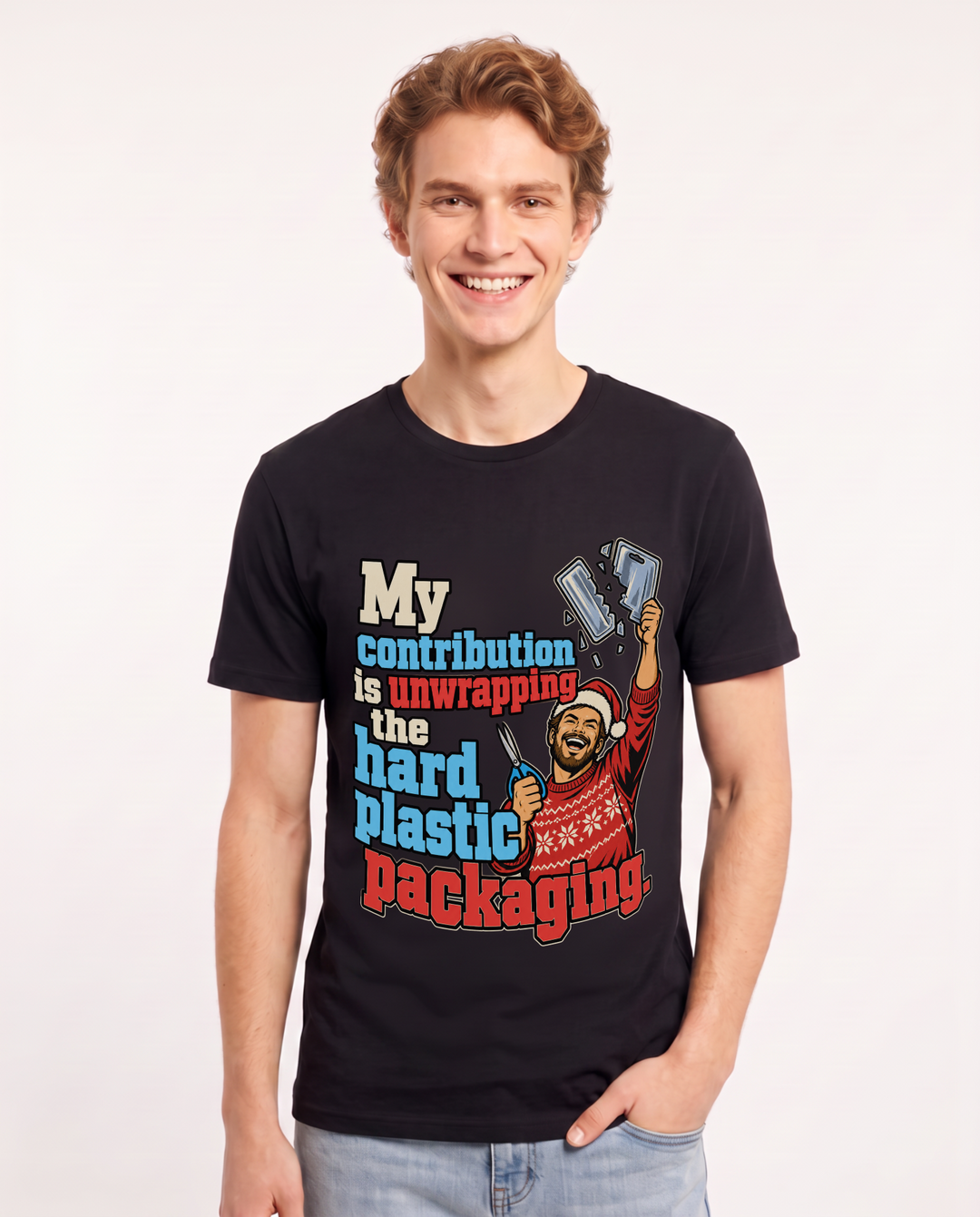 Christmas Black T-Shirt for Men – Holiday Theme Graphic Tee product image 3