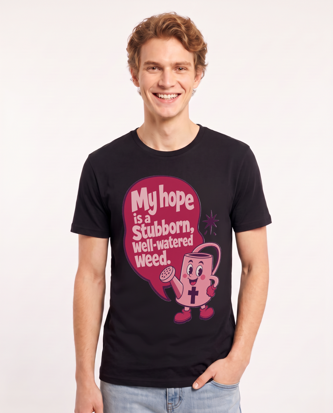 Graphic Men's Black T-Shirt - My hope is a stubborn, well-watered product image 1