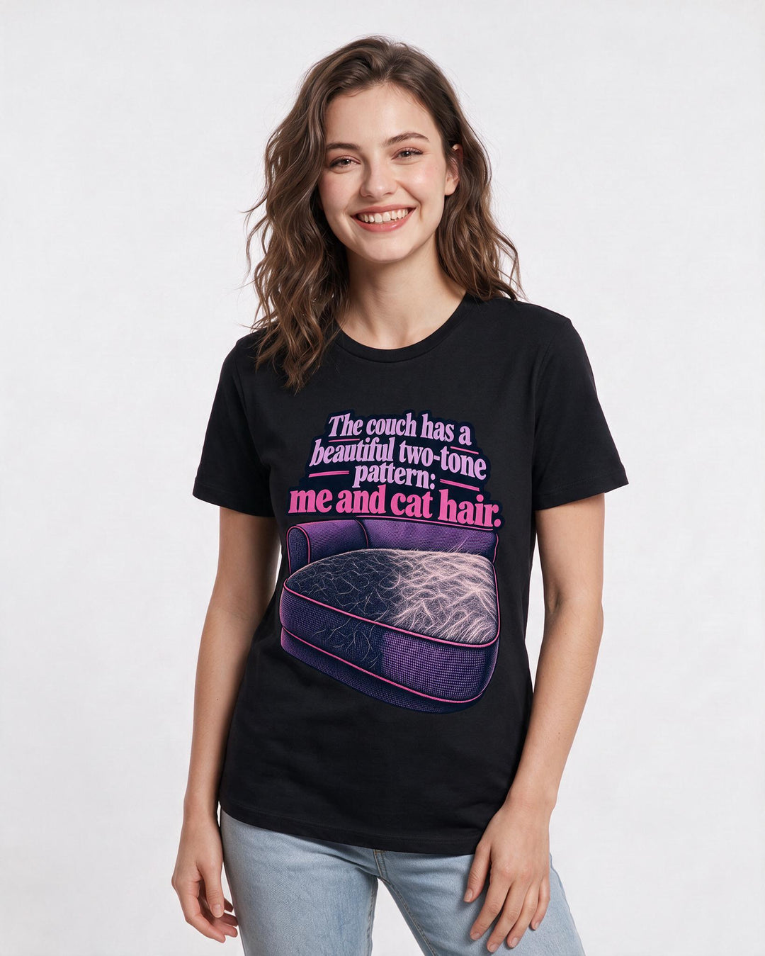 Cat Lover Black T-Shirt for Women – Everyday Expression Graphic Tee product image 1