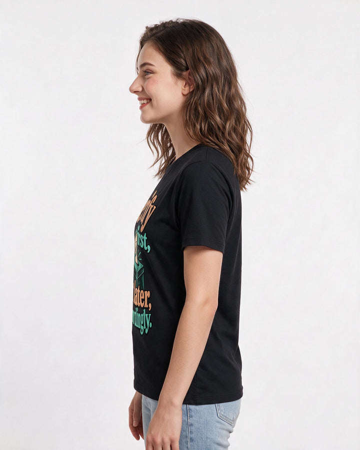 Political Statement Black T-Shirt for Women – Everyday Expression Graphic Tee product image 2