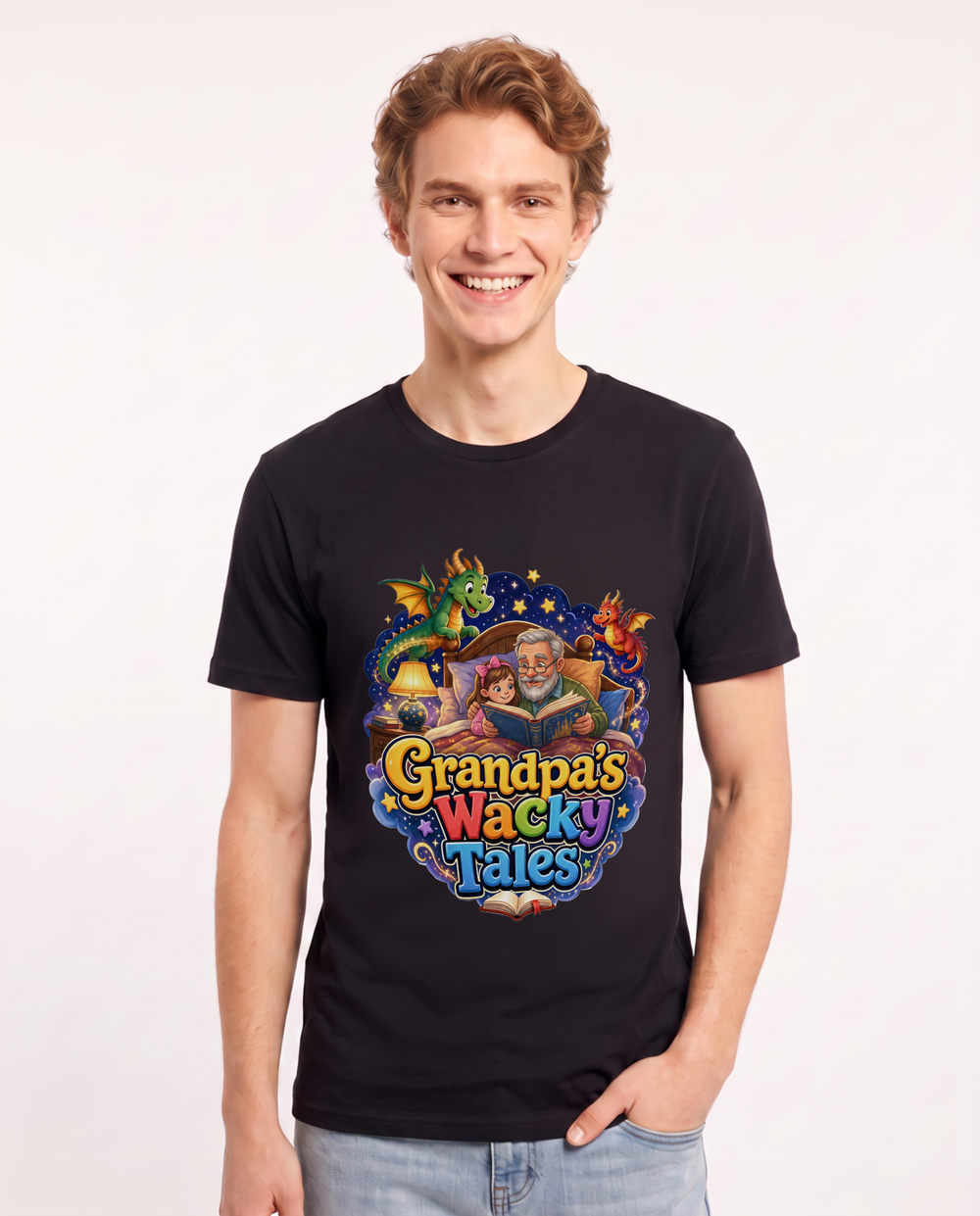 Grandpa's Wacky Tales Men's Black T-Shirt product image 2