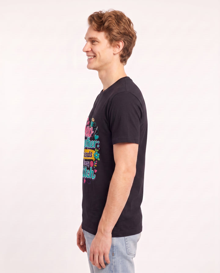 Sew Together: Friends in Every Stitch Men's Black T-Shirt product image 3