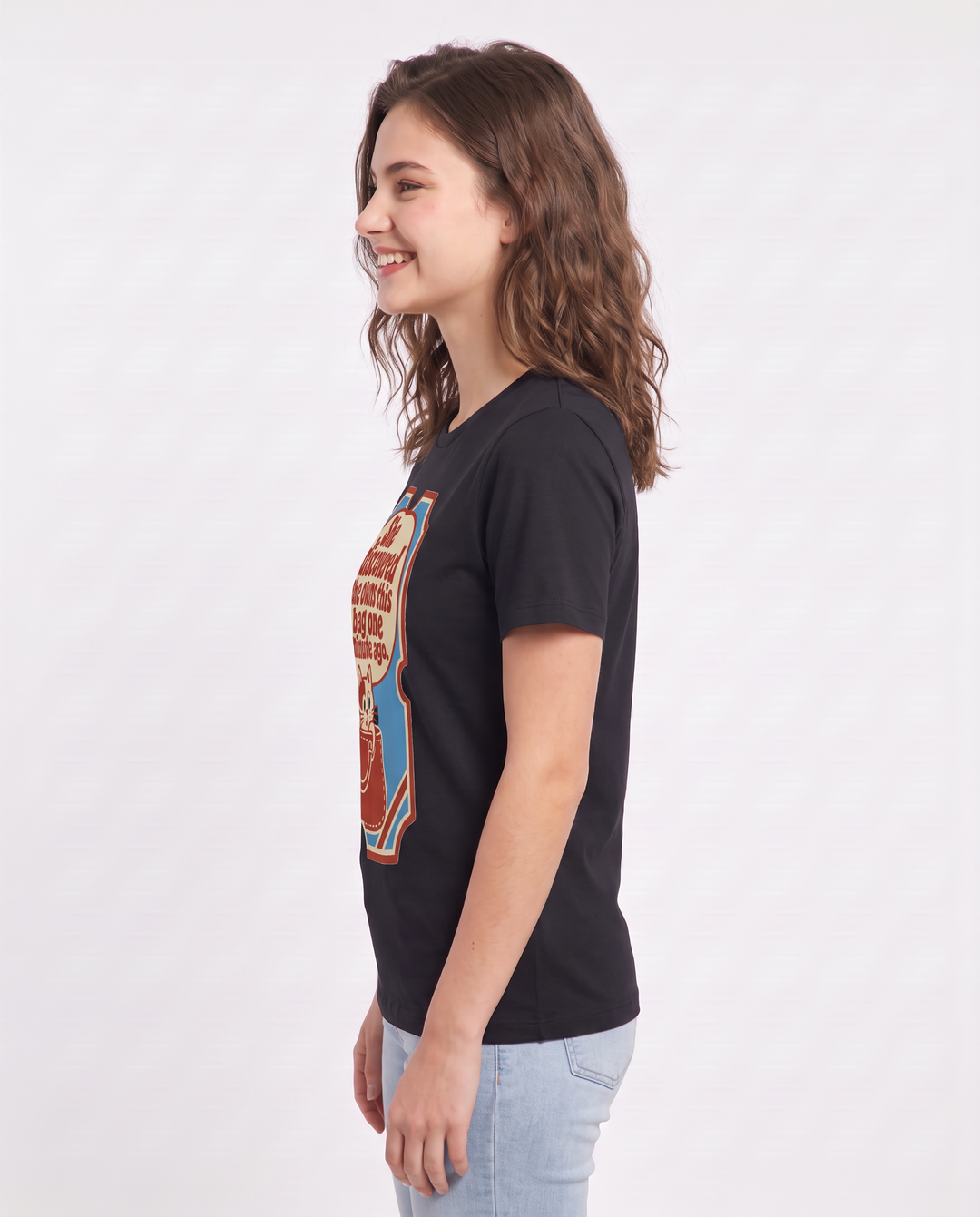 Graphic Women's Black T-Shirt - She discovered she owns this bag one product image 2