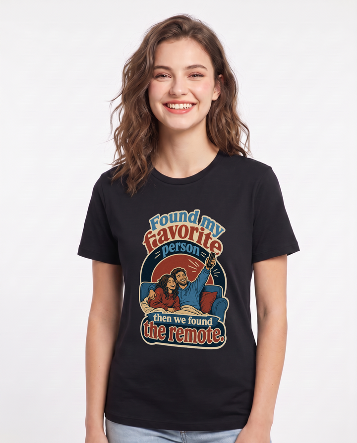 Couples Black T-Shirt for Women – Everyday Expression Graphic Tee product image 3
