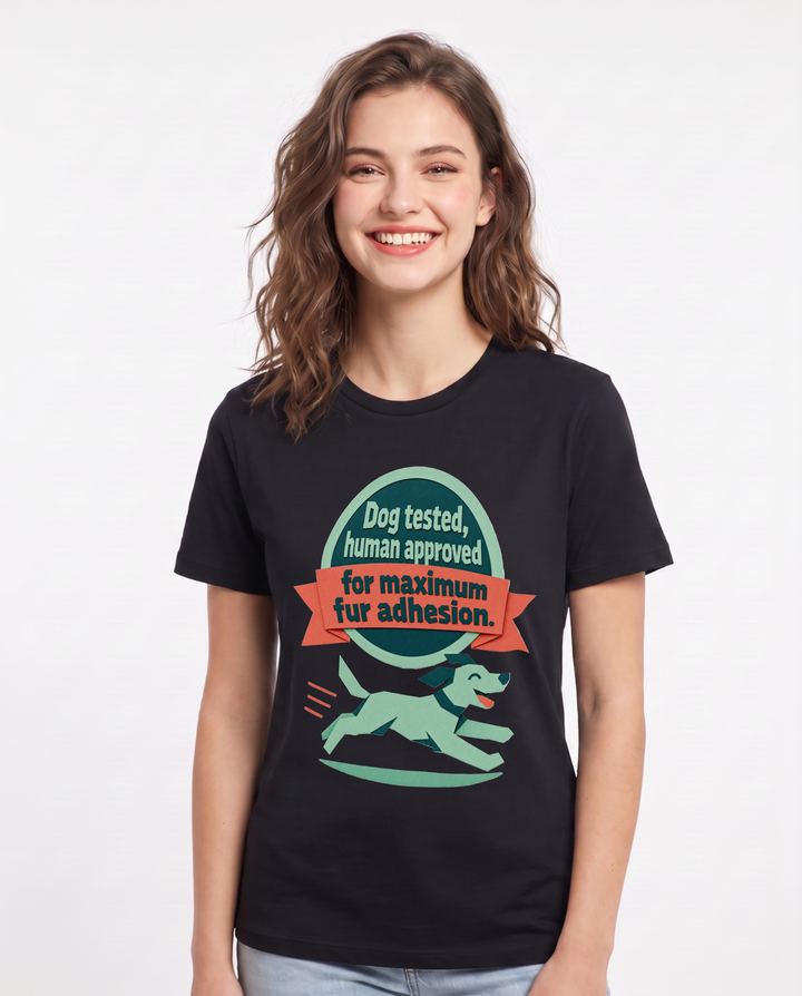 Graphic Women's Black T-Shirt - Dog tested, human approved for maximum product image 1