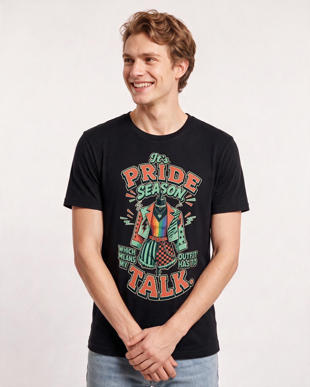 Pride Men's Black T-Shirt – "It's pride season, which means my outfit has to talk." product image 3