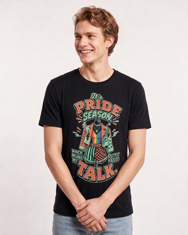 Pride Men's Black T-Shirt – "It's pride season, which means my outfit has to talk." product image 3