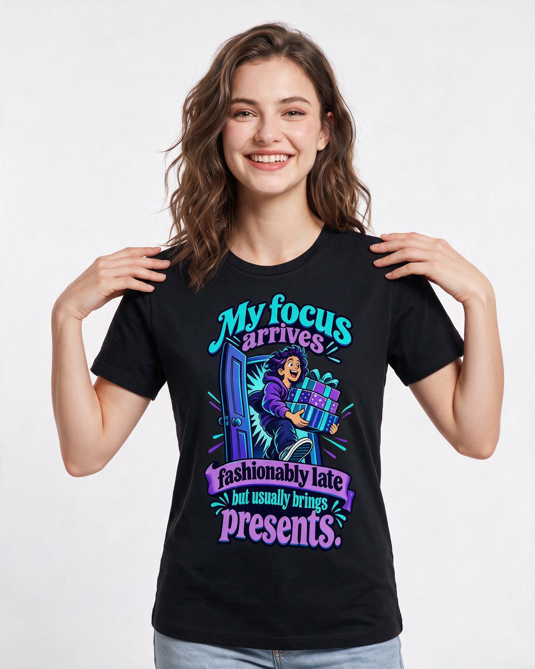 Neurodiversity Black T-Shirt for Women – Everyday Expression Graphic Tee product image 1