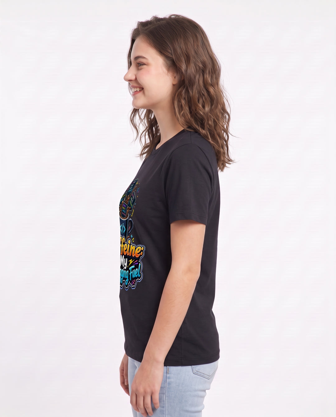 Caffeine: My Debugging Fuel Women's Black T-Shirt product image 3