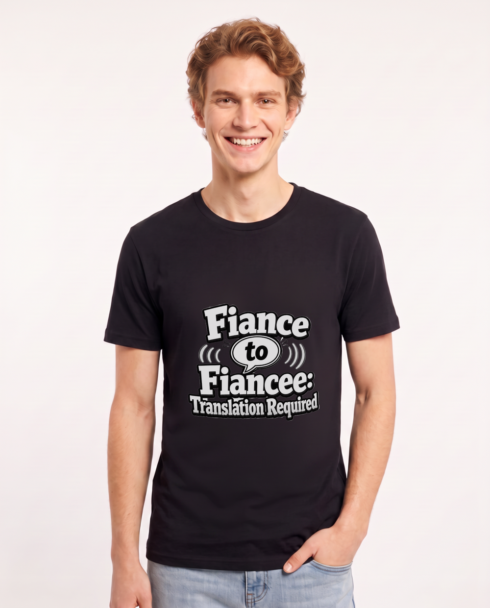 Fiance to Fiancee: Translation Required Men's Black T-Shirt product image 2