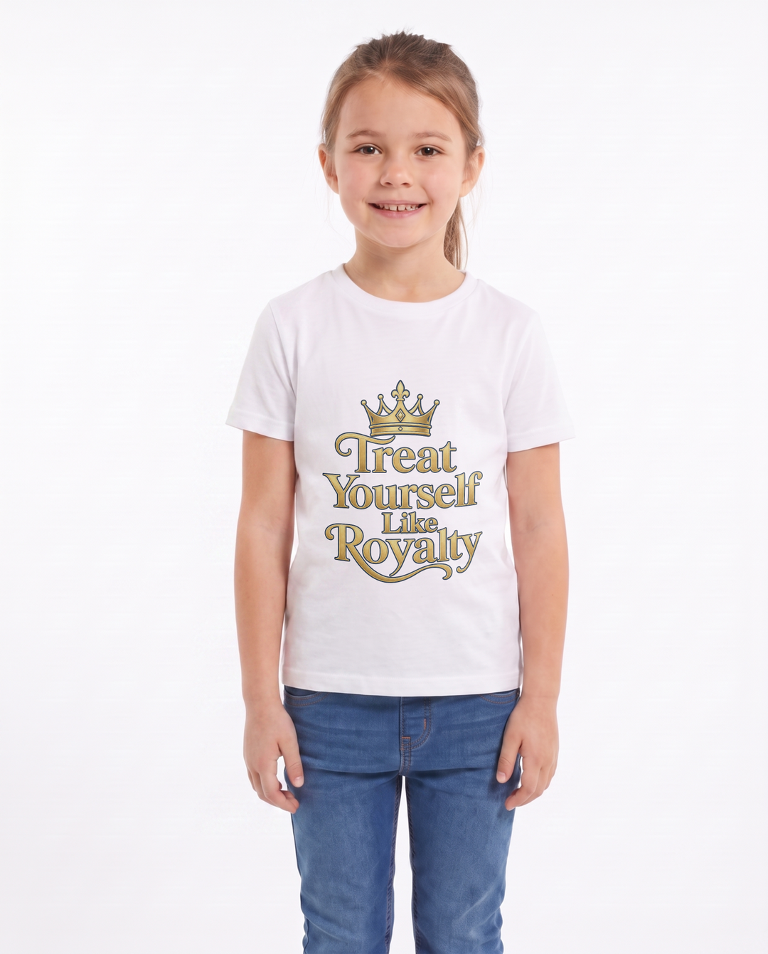 Treat Yourself Like Royalty White T-Shirt mockup 1