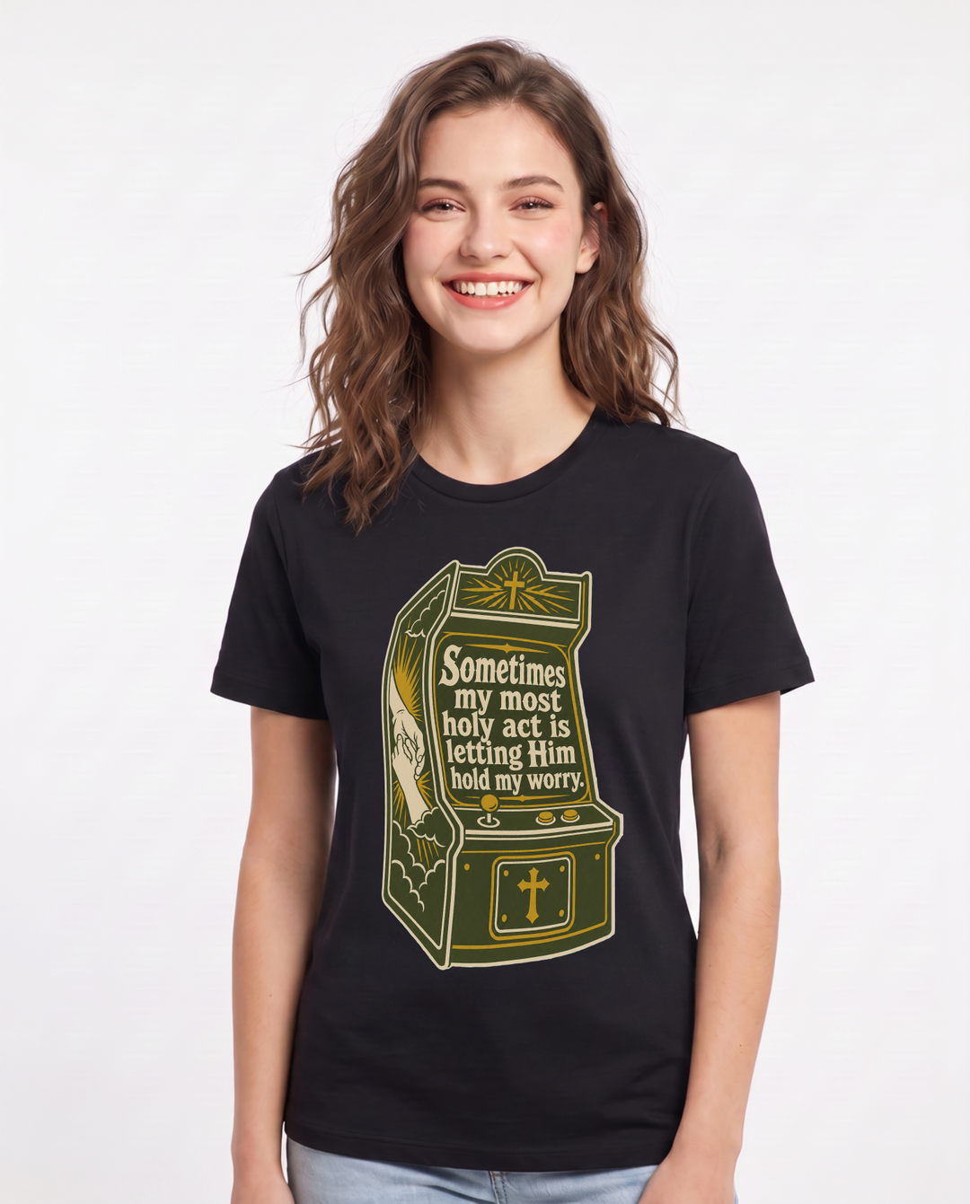 Graphic Women's Black T-Shirt - Sometimes my most holy act is letting product image 1