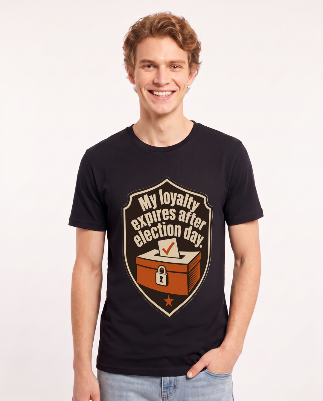 Graphic Men's Black T-Shirt - My loyalty expires after election day. product image 1