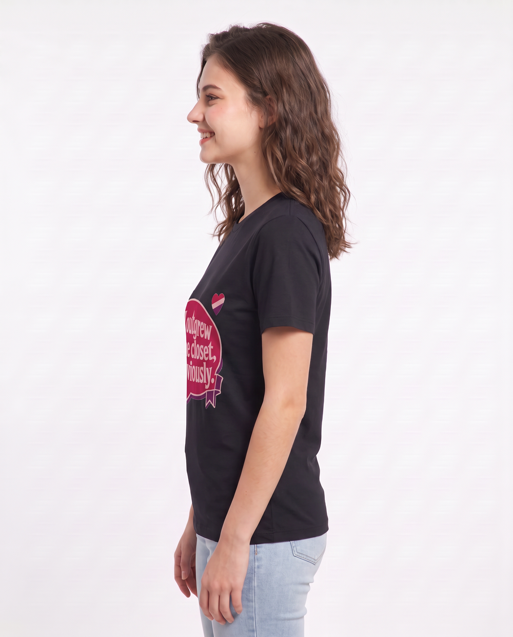 Graphic Women's Black T-Shirt - I outgrew the closet, obviously. product image 2