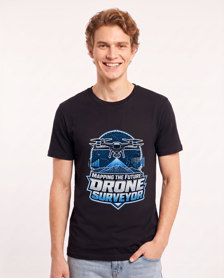 Mapping the Future: Drone Surveyor Men's Black T-Shirt product image 2