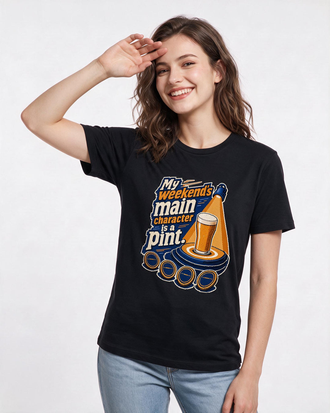 Beer Women's Black T-Shirt – My weekend’s main character is a pint. product image 3