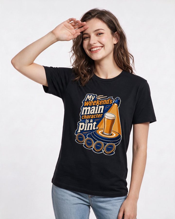 Beer Women's Black T-Shirt – My weekend’s main character is a pint. product image 3