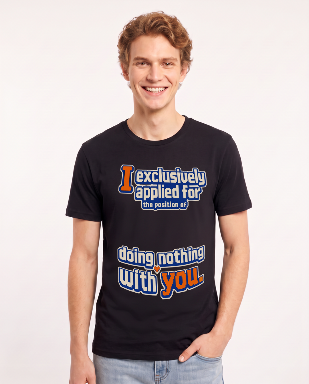 Funny Couples Men's Black T-Shirt – I exclusively applied for the position of doing nothing with you product image 1