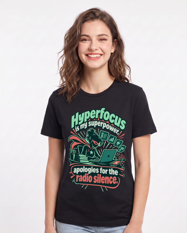 Neurodiversity Black T-Shirt for Women – Everyday Expression Graphic Tee product image 3