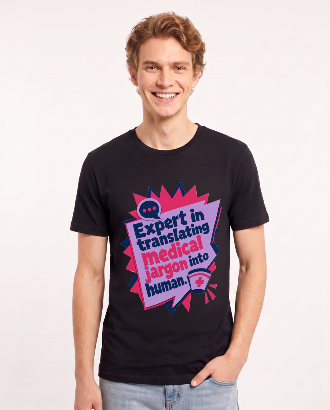 Nurse Gift Men's Black T-Shirt - Expert in translating medical jargon product image 1