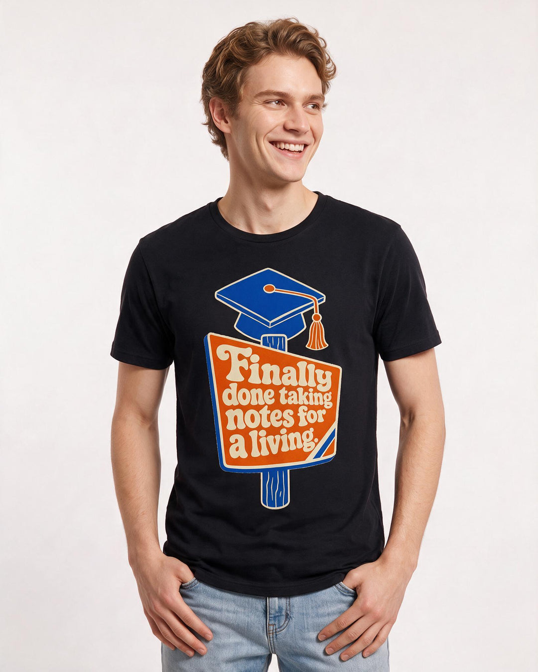 Graduation Gift Men's Black T-Shirt - Finally done taking notes for a product image 3