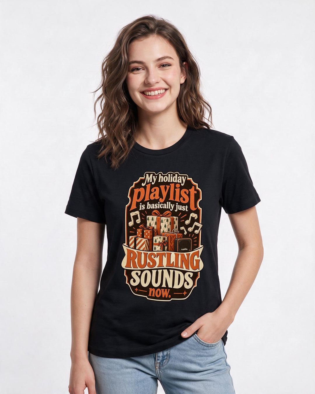 Christmas Black T-Shirt for Women – Holiday Theme Graphic Tee product image 1